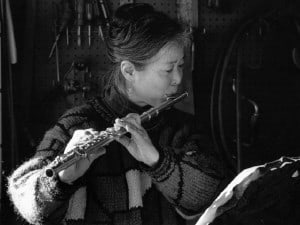 Mira Nakashima played the flute during the ceremony