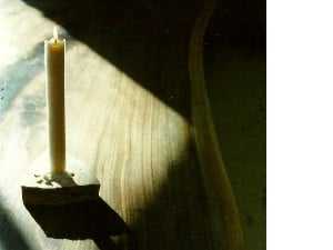 Candle light and Sunlight on the Sacred Peace Table.