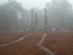 The long path to peace, as dawn breaks over the City of Peace, Auroville, India.