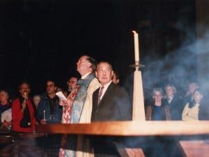 Nakashima and Dean Morton, with candle and incense burning on the Altar.