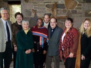 Naomi Tutu with Nakashima Foundation for Peace Board members (from left) Julian Lines, Katherine Kish, Mira Nakashima, Jonathan Yarnall, Kevin Nakashima, Irene Goldman and Miriam Belov.