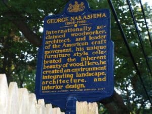 The Plaque proudly standing on the edge of the Nakashima property.