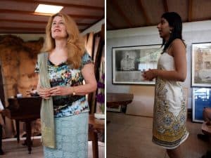 Miriam Belov leading a meditation and Amrita sharing remembrances of “Sundarananda”, George’s Sanskrit name given him by Sri Aurobindo.