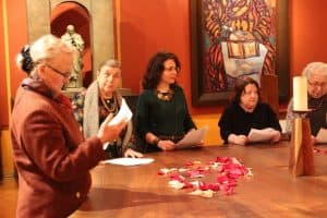 Academy members and friends gathered and at 2:30pm began reading the Blessing and Peace Quotes