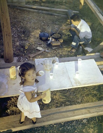 George Nakashima with daughter Mira during house construction