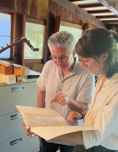 Lauren Griffin and Bill Whitaker working with Family Archives