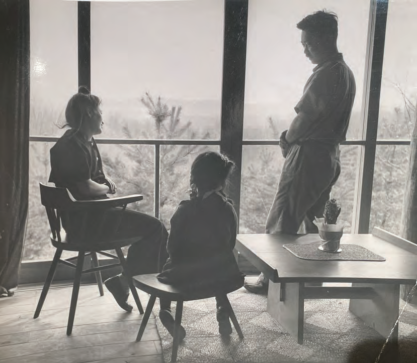 Family in House - Michener Archives Image (1) Tur #3: Nakashima Working Buildings, New Hope, PA - Jerry's table